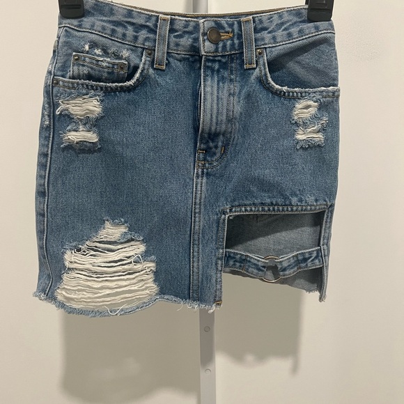 Carmar Blue Distressed Mini Skirt - Picture 1 of 2